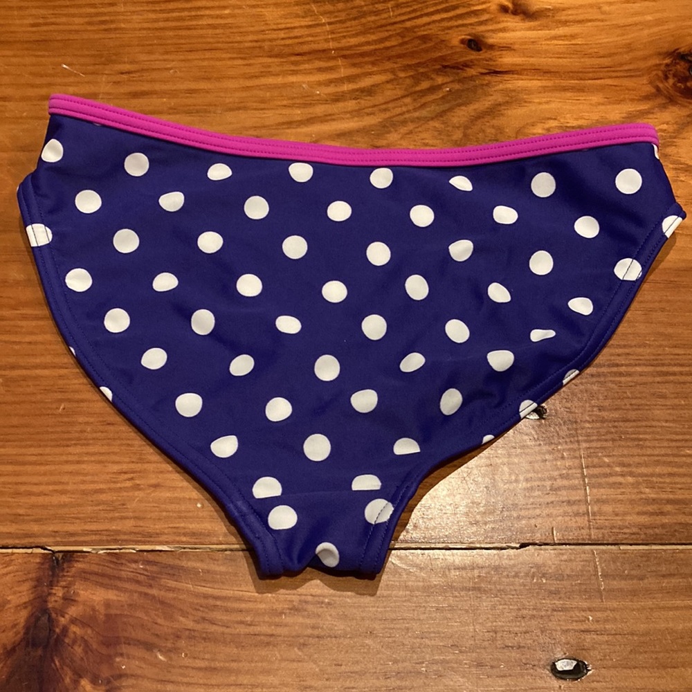 JOHNNIE B (Mini Boden) 11-12 Purple Polka Dot Bikini Bottoms Pink Trim Lined